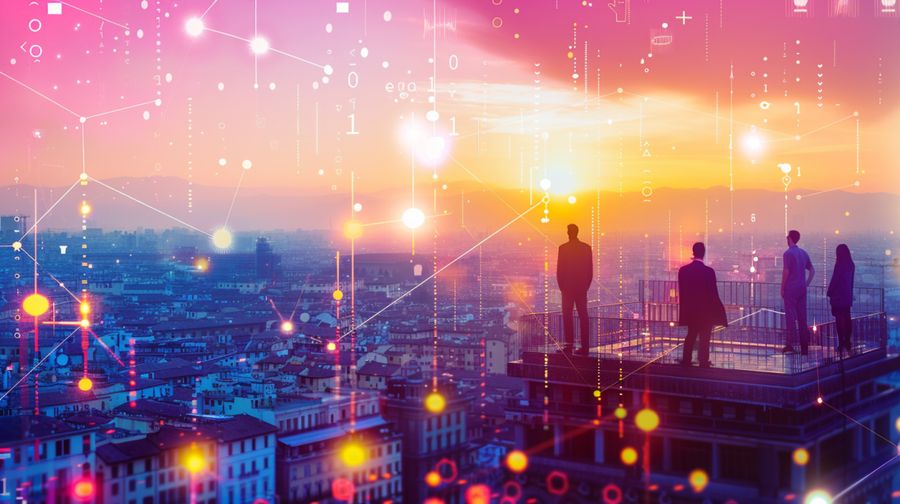 TradeLab — event artwork & live AI projections — Live projection — skyline
